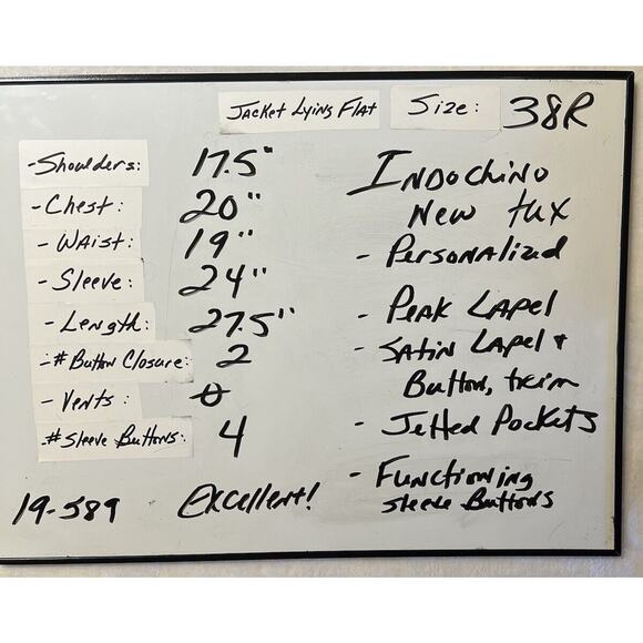 New Indochino 38R Black Tuxedo Formal Coat Suit Jacket Only - Picture 10 of 13